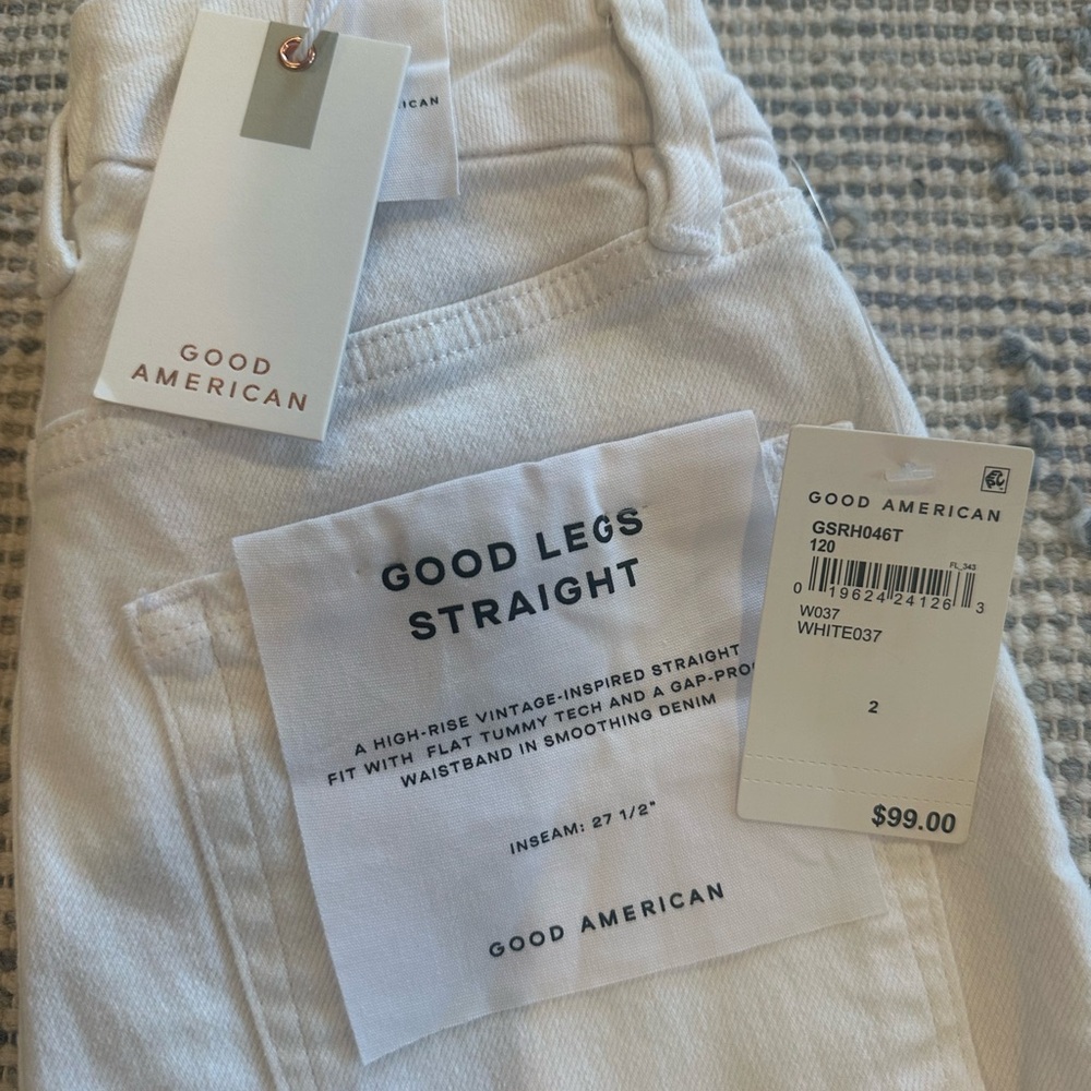 Good American White Good Legs Straight Jeans
